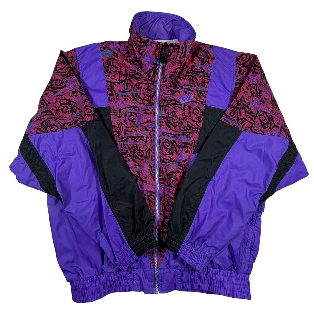 Vintage Nike Windbreaker Jacket Purple Pink Abstract 90s Retro Womens Small